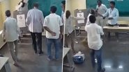 EVM Damaged in Andhra Pradesh: YSR Congress MLA Pinnelli Ramakrishna Reddy Walks Into Palvai Gate Polling Booth, Throws Electronic Voting Machine on Ground in Palnadu; Video Surfaces