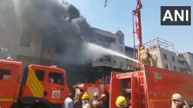 Delhi: Massive Fire Breaks Out in Plastic Factory in Narela Area, Efforts To Douse Flame Underway (Watch Videos)