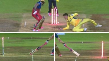 Faf du Plessis Controversial Run-Out Video: Watch Unfortunate Dismissal of Royal Challengers Bengaluru Captain During RCB vs CSK IPL 2024 Match