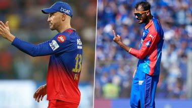 RCB 147/4 in 16 Overs | RCB vs DC Live Score Updates of IPL 2024: Hosts Look For Strong Finish As Rasikh Salam, Kuldeep Yadav Bring Visitors Back into Game