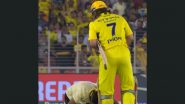 Fan Breaches Security to Touch MS Dhoni's Feet During GT vs CSK IPL 2024 Match at Narendra Modi Stadium in Ahmedabad, Video Goes Viral