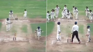 Comedy of Errors! Fielders Hilariously Fail To Run Out Batsman Despite Flurry of Opportunities During Children’s Cricket Match, Video Goes Viral