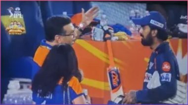 LSG Owner Sanjiv Goenka Caught on Camera Having Intense Conversation With KL Rahul Following 10-Wicket Defeat Against SunRisers Hyderabad in IPL 2024 (Watch Video)
