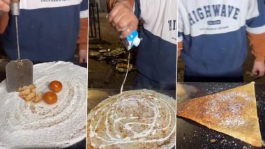 Gulab Jamun Dosa Viral Video: Chandigarh Food Stall’s Unique Mashup Joins the Weird Food Combinations List (Watch)