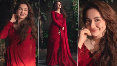 Hania Aamir Raises the Bar High for Ethnic Elegance in a Stunning Red Saree, Pakistani Actress Effortlessly Steals the Spotlight in the Ensemble (View Pics)