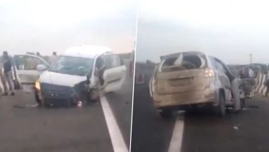 Dausa Road Accident: Three of Family Crushed to Death by Truck on Delhi-Mumbai Expressway in Rajasthan (Watch Video)