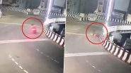 Horrific Accident Caught on Camera in Visakhapatnam: Two Youths Dead, One Seriously Injured After Bike Hits Wall of NAD Flyover; Disturbing Video Surfaces