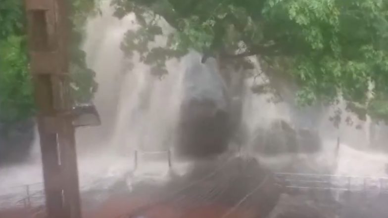 Sudden Flash Flood in Old Courtallam Waterfalls in Tamil Nadu’s Tenkasi, Public Entry Prohibited (Watch Video)