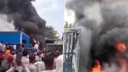 Ajmer Fire: Blaze Erupts at Tyre Factory in Rajasthan, Fire Tenders Rushed to Spot (Watch Video)
