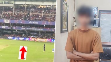 RCB vs CSK IPL 2024 Match: Youth Who Threatened to Invade Pitch at Chinnaswamy Stadium on May 18 Detained by Bengaluru Police (Watch Video)