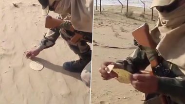 Bikaner: BSF Soldier Roasts Papad on Sand Amid Soaring Temperatures, Video Surfaces