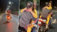 Couple Romance on Bike in Rajasthan: Viral Video Shows Woman Hugging, Kissing Man on Moving Motorcycle in Kota; Both Apologise After Police Action