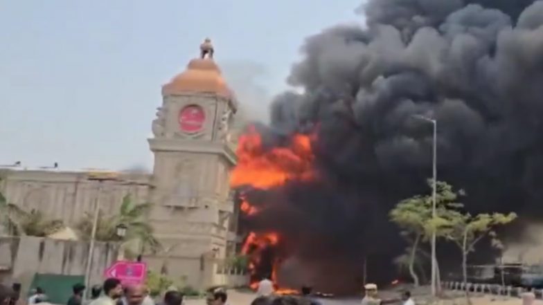 Delhi Fire: Blaze Erupts in Carnival Resort in Alipur, Video Shows Black Smoke Covering Skies