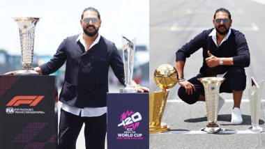 Yuvraj Singh Poses With ICC T20 World Cup 2024 Trophy at Miami GP, Pictures Goes Viral