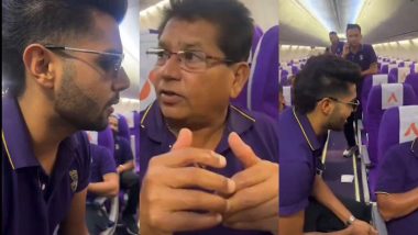 Harshit Rana Gets Engaged in a Light-Hearted Chat With Head Coach Chandrakant Pandit, Suggests Him To Stay in Guwahati To Avoid Travelling for RR vs KKR IPL 2024 Match (Watch Video)