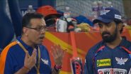 Lucknow Super Giants Co-Owner Sanjeev Goenka Spotted Being Engaged in Animated Discussion With Captain KL Rahul After LSG's Humiliating Loss Against SRH in IPL (Watch Video)