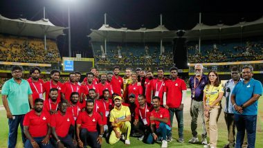 MS Dhoni, Ruturaj Gaikwad Pose With MA Chidambaram Stadium Groundstaff after CSK vs RR IPL 2024 Match, Picture Goes Viral
