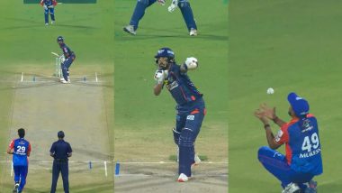 Mukesh Kumar Takes a Fantastic Juggling Catch To Dismiss KL Rahul During DC vs LSG IPL 2024 Match (Watch Video)