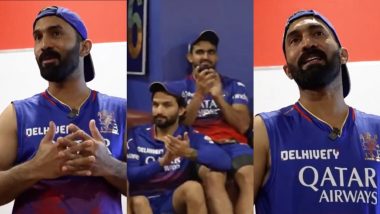 Dinesh Karthik Gives Heartwarming Dressing Room Speech After RCB Qualify for IPL 2024 Playoffs With Thrilling Victory Over CSK  (Watch Video)