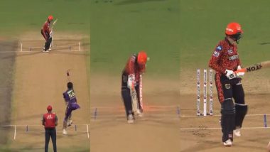 Mitchell Starc Produces a Beauty To Break Abhishek Sharma’s Defence and Knock Back His off Stump During KKR vs SRH IPL 2024 Final (Watch Video)