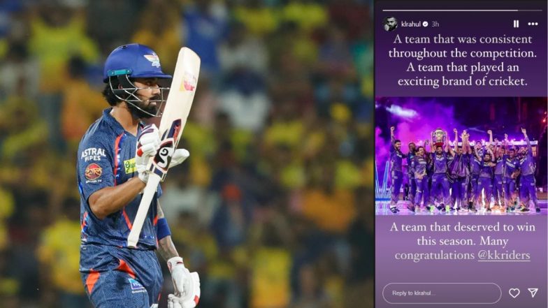 KL Rahul Congratulates Kolkata Knight Riders for Winning Third IPL Title, Shares Heartfelt Instagram Story