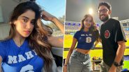 IPL 2024: Janhvi Kapoor Clicks Selfies Sporting ‘Mahi’ Jersey, Poses With Mr and Mrs Mahi Director Sharan Sharma During MI vs KKR Match (View Pics)