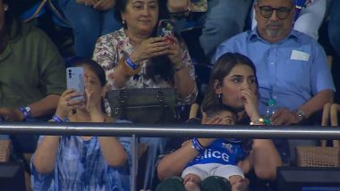 Jasprit Bumrah's Son Angad Spotted With Mom Sanjana Ganesan During MI vs SRH IPL 2024 Match at Wankhede Stadium, See Pics