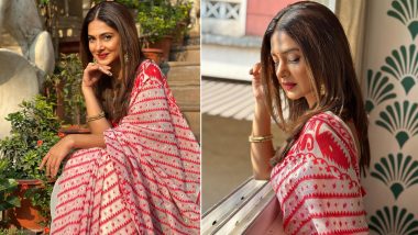 Jennifer Winget Keeps It Traditional yet Chic and Elegant in a Red and White Saree, Wins Hearts With Her Look (View Pics)