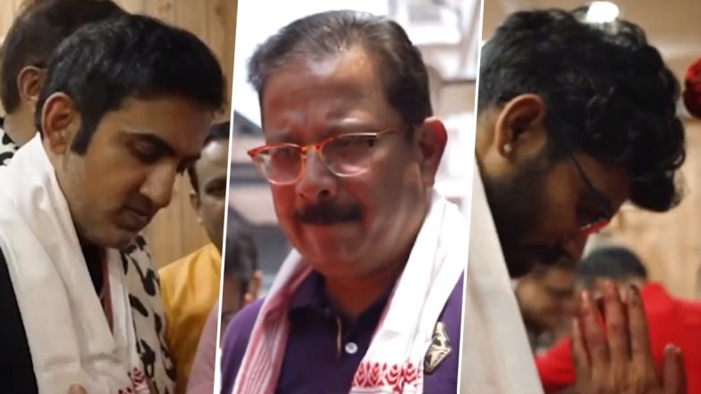 Kolkata Knight Riders Mentor Gautam Gambhir, CEO Venky Mysore and Cricketer KS Bharat Visit Kamakhya Temple Ahead of RR vs KKR Match, Seeks Blessings Before IPL 2024 Playoffs (Watch Video)