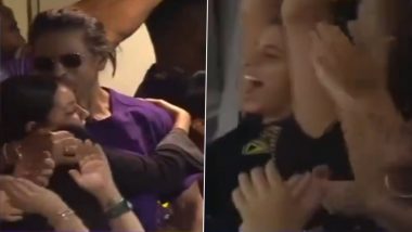 KKR Wins IPL 2024! Shah Rukh Khan Kisses Wife Gauri Khan; Suhana Khan Jumps In Joy to Celebrate the Victory (Watch Video)