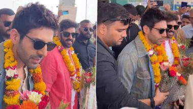 Kartik Aaryan Arrives in Gwalior! Video of ‘Chandu Champion’ Actor Receiving Warm Welcome From Fans Outside Airport Is a Must-Watch