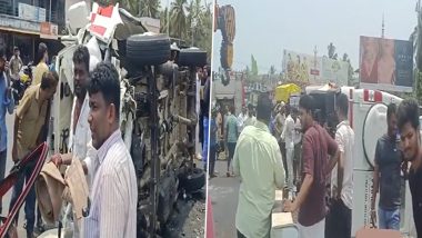 Kerala Road Accident: Three Killed After Ambulance and Car Collide Near Manjeswaram in Kasaragod (Watch Video)