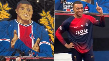 Kylian Mbappe Bids Farewell to Fans in France After They Come Up With a Special Tifo of PSG Striker (Watch Video)