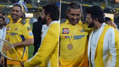 MS Dhoni and Suresh Raina’s Bromance Grabs Spotlight During CSK’s Lap of Honour After Last League Match of IPL 2024 at Chepauk Stadium (Watch Video)