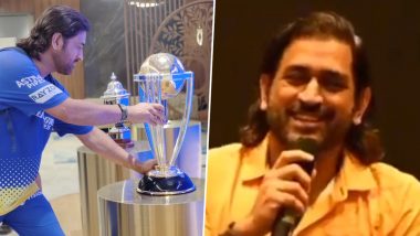 MS Dhoni Opens Up on Memorable Reunion With 2011 World Cup Trophy at BCCI Headquarters During IPL 2024, Says ‘It Was Slightly Tilted, So I Fixed It’ (Watch Video)