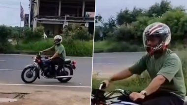 MS Dhoni Spotted Riding His Bike in Ranchi After CSK’s Elimination From IPL 2024, Video Goes Viral