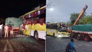 Tamil Nadu Road Accident: Four People Killed, Over 15 Injured After Bus Collides With Lorry in Maduranthakam on Chennai-Trichy National Highway (Watch Video)