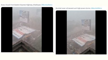 Mumbai Rains and Dust Storm Hit Eastern Express Highway in Ghatkopar, Massive Billboard Collapses Leaving Many Injured, Scary Visuals Go Viral (Watch Videos)