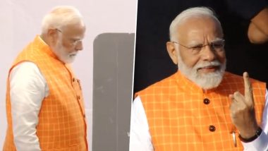PM Narendra Modi Casts Vote at Ahmedabad School in Third Phase of Lok Sabha Elections 2024, Shows His Inked Finger (See Pics and Videos)