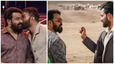 Happy Birthday Mohanlal! Mammootty Wishes His Dear Friend With a 'Sweet Kiss', Prithviraj Sukumaran Shares BTS Still From Empuraan (View Pics)