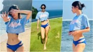 Mouni Roy Bikini Pics From Bali Vacation: The Virgin Tree Actress Enjoys Beach Time in Blue Cut-Out Bikini Bottom and Tee, Shares Hot Photos and Videos on Instagram