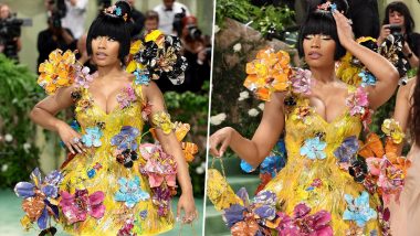 MET Gala 2024: Nicki Minaj Steals the Spotlight in Sunshine Yellow Dress Adorned with 3D Floral Appliques, Radiates Pure Glamour and Unmatched Style!