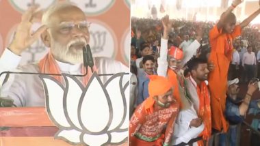 PM Narendra Modi Showers Praise on Two Children Dressed as Him and Uttar Pradesh CM Yogi Adityanath in Jaunpur Rally As Locals Chant 'Modi Modi' (Watch Video)
