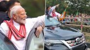 PM Narendra Modi Waves at People During His Roadshow in Odisha's Bargarh (Watch Video)