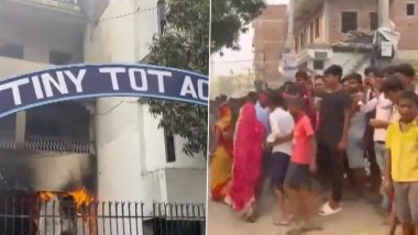 Bihar School Fire Case: Angry Mob Sets Ablaze Tiny Tot Academy in Patna After Dead Body of Student Found Inside Tank on Campus (Watch Video)