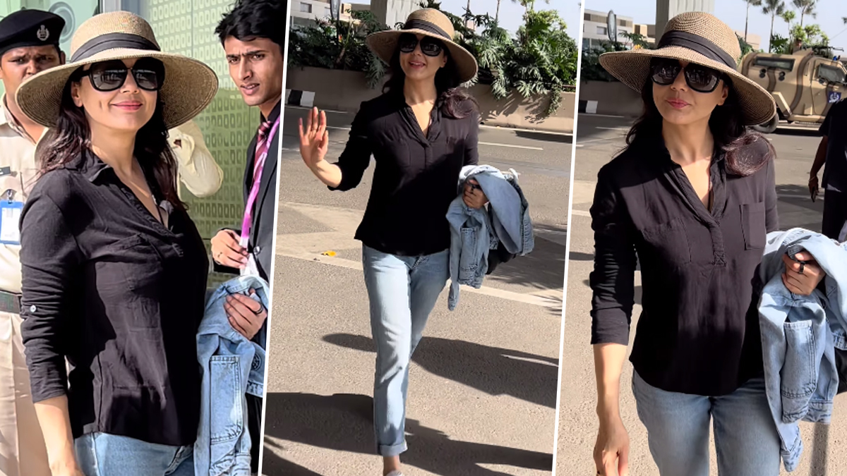 Preity Zinta Nails the Summer Style! Actress Spotted in Black Shirt, Blue  Jeans and Straw Hat at Mumbai Airport (Watch Video) | 👗 LatestLY