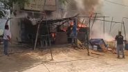 Patiala Fire: Massive Blaze Erupts at Flea Market in Punjab, Shops of Cloth Traders Burnt (Watch Video)