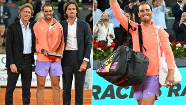 Rafael Nadal Bids Emotional Farewell to Madrid Fans Following Defeat Against Jiri Lehecka, See Pics and Videos of Tennis Star's Final Madrid Open Appearance