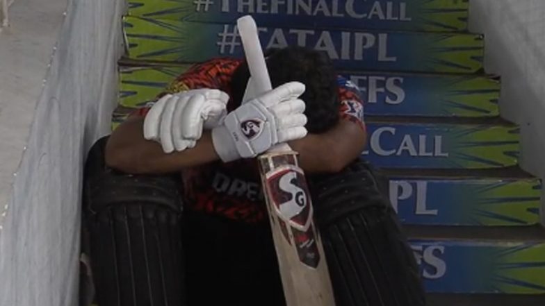 Dejected Rahul Tripathi Sits on Stairs at Narendra Modi Stadium After Being Run Out During KKR vs SRH IPL 2024 Qualifier 1 Match, Pics Go Viral