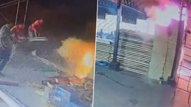 Rajkot Gaming Zone Fire Video: CCTV Footage Shows How Blaze Erupted and Spread Within Minutes in TRP Mall, Welding Work Cause of Fire